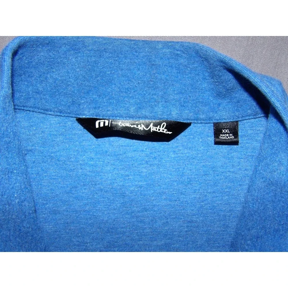 Travis Mathew Blue Striped 1/4 Zip Stretch Performance Golf Jacket Men's XXL